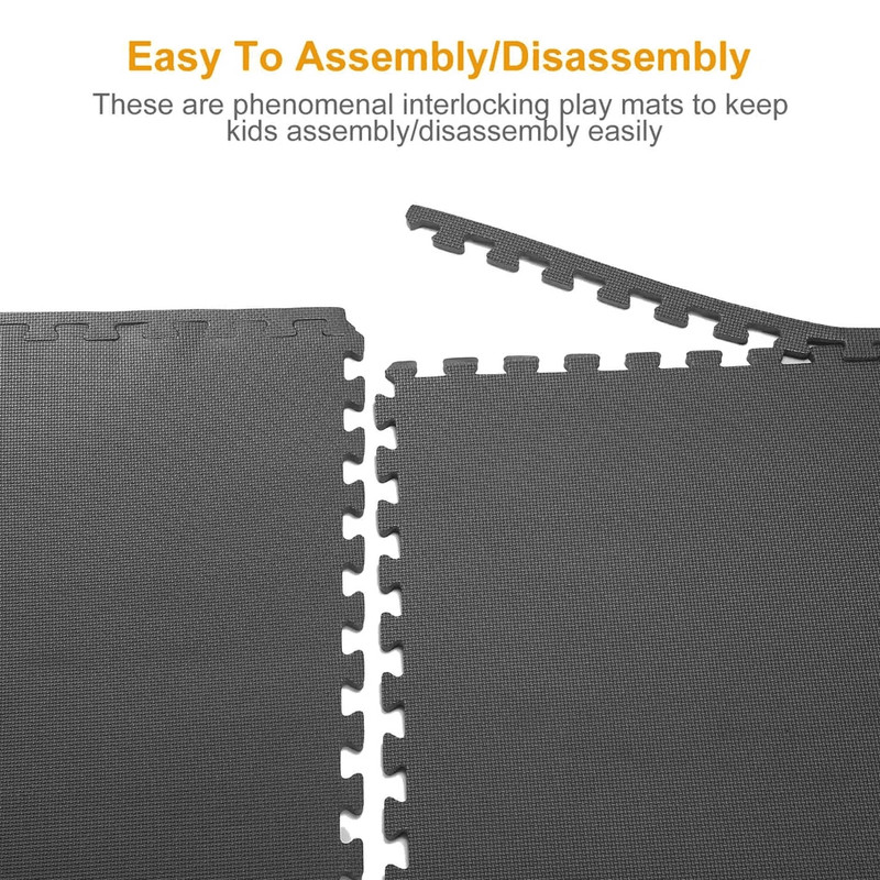 Gray Interlocking Puzzle Tiles Gym Exercise Mat Durable EVA Foam Floor Padding For Home Fitness Pla 8