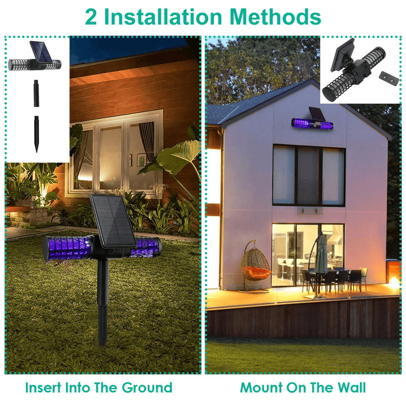 DualCharging Solar Powered Mosquito Insect Zapper Trap Outdoor Yard Fly Killer Lamp With USB IP65 W 2