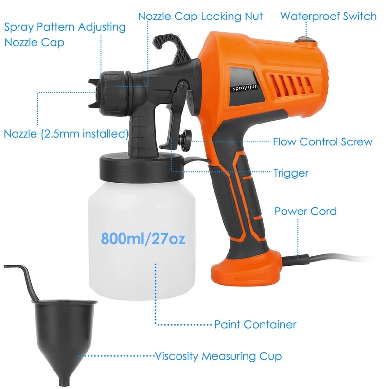 Electric Paint Sprayer Handheld HVLP Spray Gun For Home DIY Projects 4