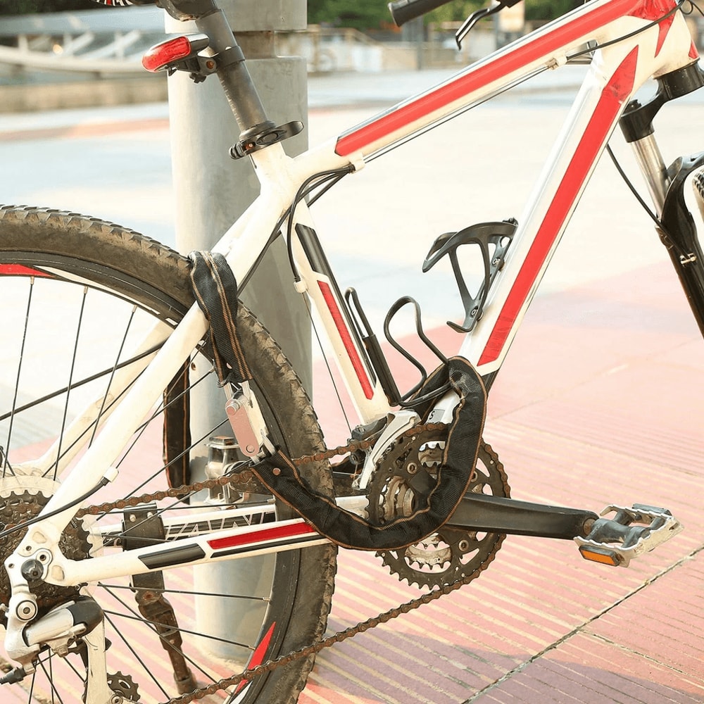 Heavy Duty Motorcycle Chain Lock Bicycle Bike AntiTheft Padlock With Keys Manganese Steel Security 5