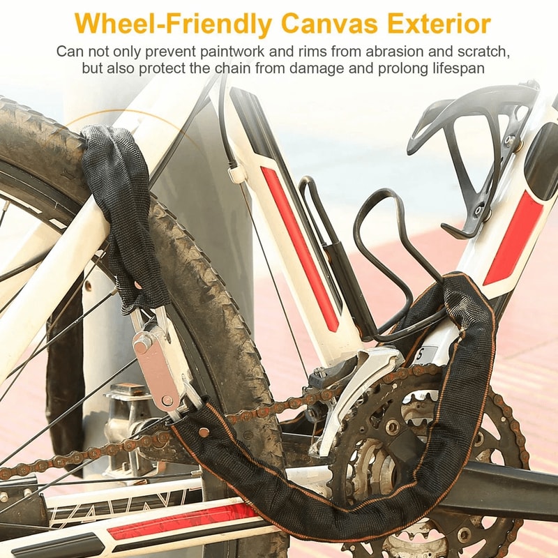 Heavy Duty Motorcycle Chain Lock Bicycle Bike AntiTheft Padlock With Keys Manganese Steel Security 2