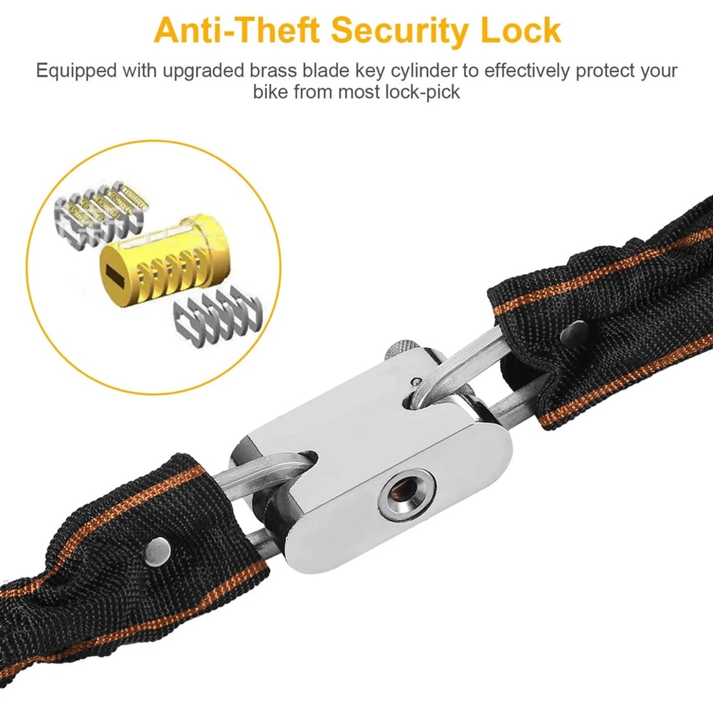 Heavy Duty Motorcycle Chain Lock Bicycle Bike AntiTheft Padlock With Keys Manganese Steel Security 6