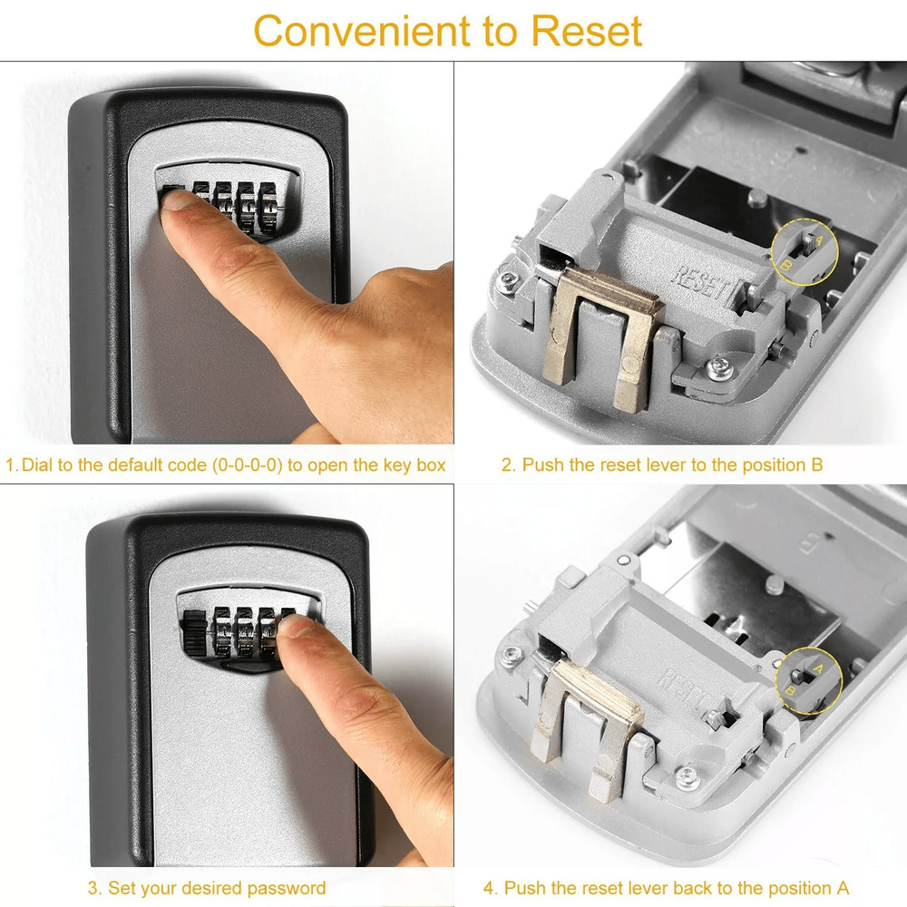 Wall Mount Key Lock Box 4 Digit Combination Safe Secure Outdoor Key Storage Organizer 1