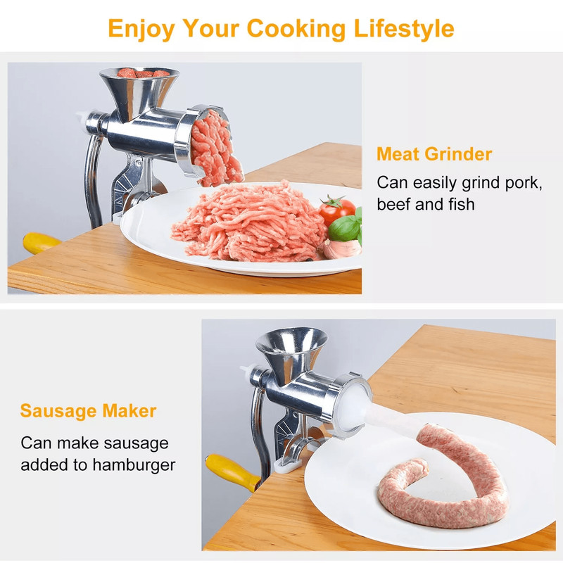 Manual Meat Grinder Mincer Stuffer Hand Crank Sausage Filler Pasta Maker Machine Kitchen Tool For M 6
