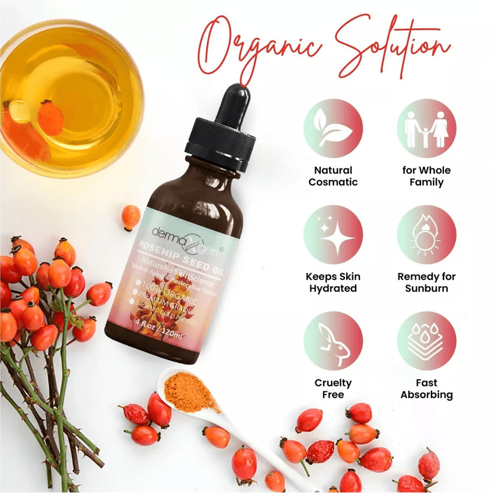 Organic Rosehip Seed Oil Cold Pressed Moisturizer For Acne Dandruff  Skin Hydration 4oz 3