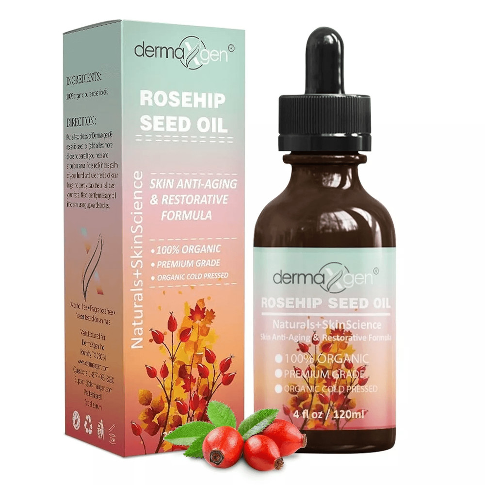 Organic Rosehip Seed Oil Cold Pressed Moisturizer For Acne Dandruff  Skin Hydration 4oz 0