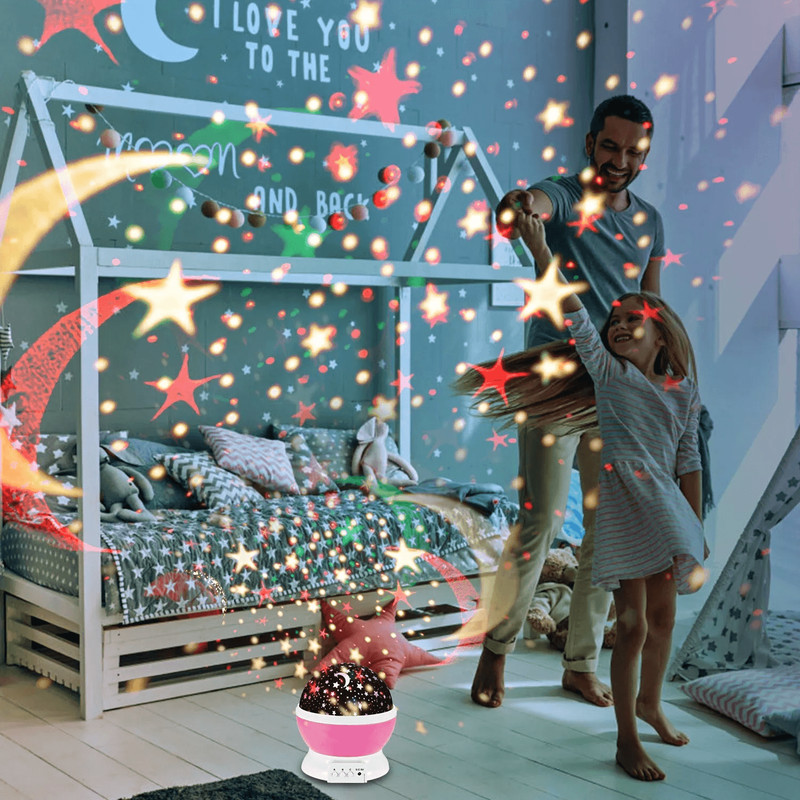 LED Starry Night Sky Projector Lamp For Kids Rotating Moon Star Cosmos Light Bedroom Nightlight USB 3