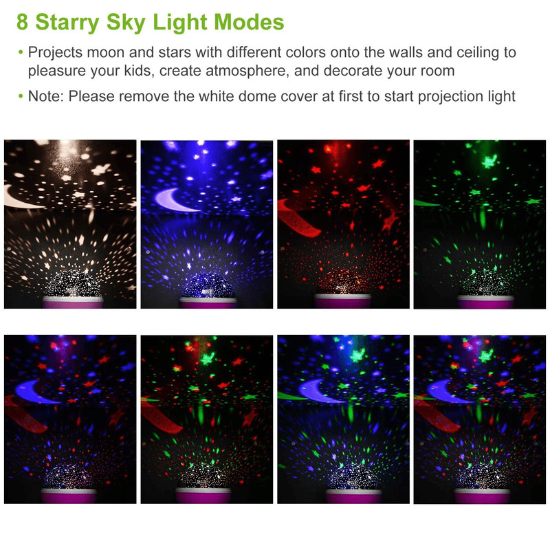 LED Starry Night Sky Projector Lamp For Kids Rotating Moon Star Cosmos Light Bedroom Nightlight USB 5