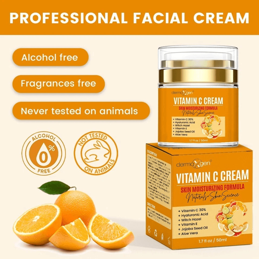 Pure Vitamin C Moisturizing Cream With Hyaluronic Acid Aloe Vera Vitamin E AntiAging Facial Hydrat 3