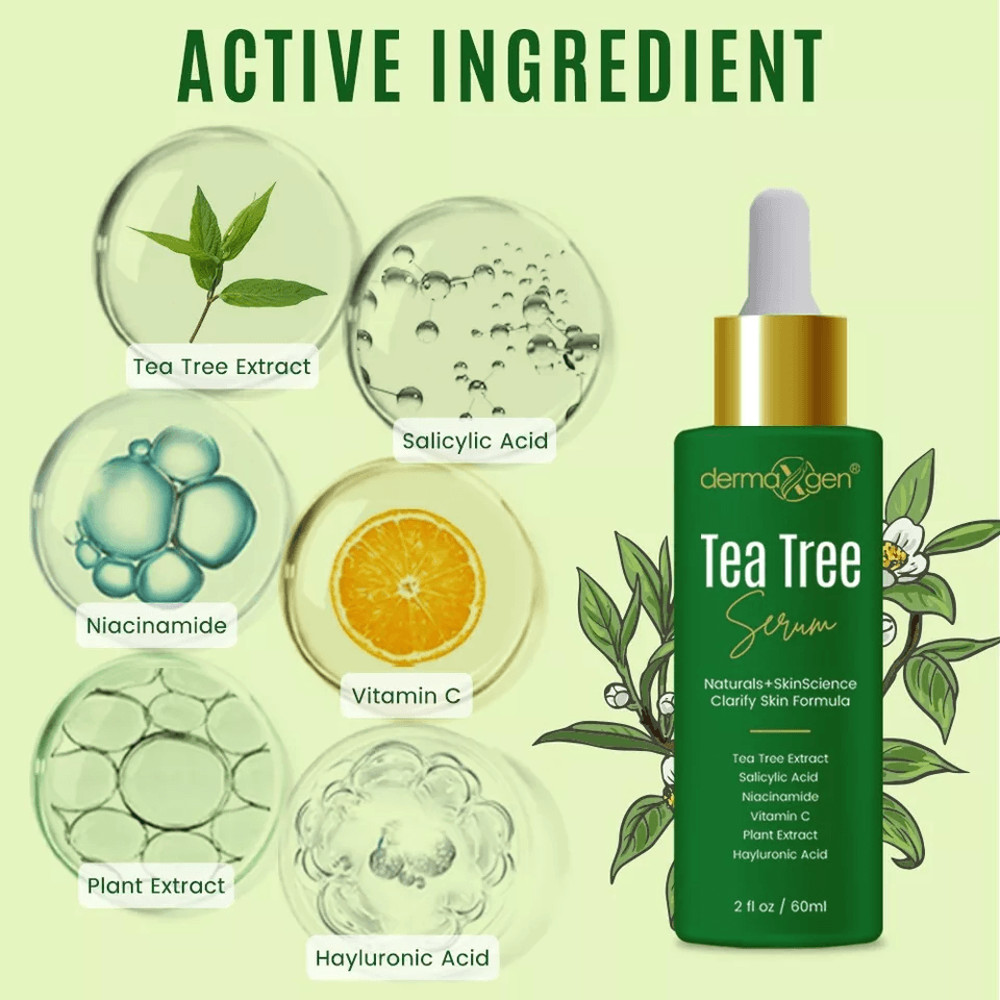 Tea Tree Serum Pure Niacinamide B3 Salicylic Hyaluronic Acid VC Organic Acne Treatment For Clear Ra 3