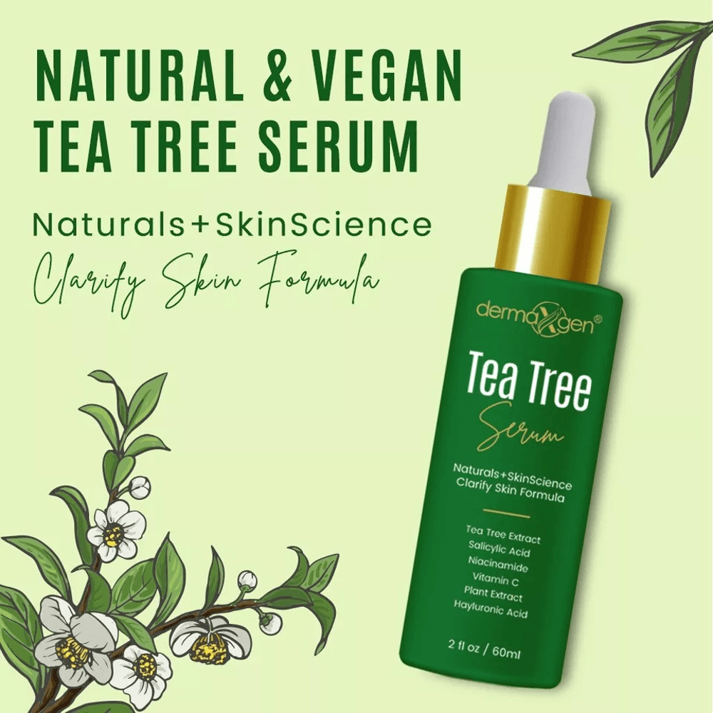 Tea Tree Serum Pure Niacinamide B3 Salicylic Hyaluronic Acid VC Organic Acne Treatment For Clear Ra 5