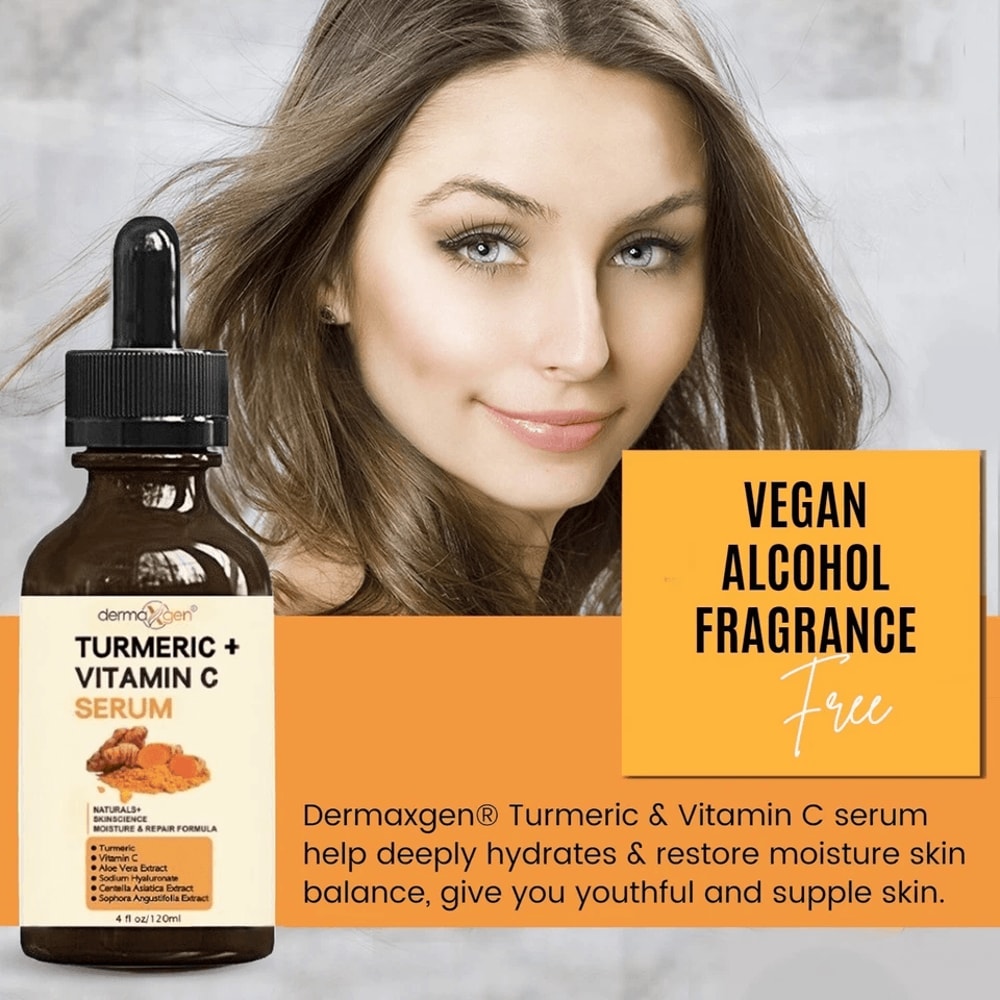 Organic Turmeric Face Serum Dermaxgen Skin Brightening Formula With Pure Vitamin C Hyaluronic Acid 3