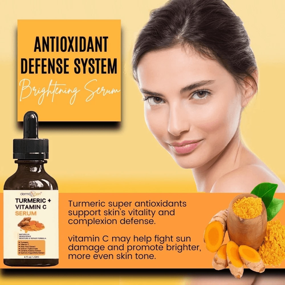 Organic Turmeric Face Serum Dermaxgen Skin Brightening Formula With Pure Vitamin C Hyaluronic Acid 5