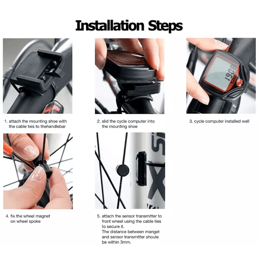 Bike Speedometer Odometer Waterproof Digital Cycle Computer With LCD Display MPHKMH 3