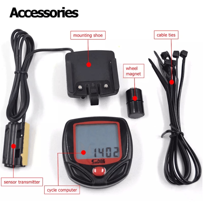 Bike Speedometer Odometer Waterproof Digital Cycle Computer With LCD Display MPHKMH 1