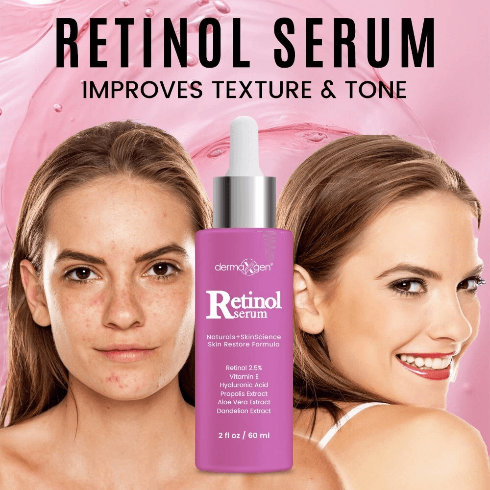 Anti Aging Dermaxgen Retinol Serum With HA Vitamin E Reduces Wrinkles Fine Lines Discoloration Br 2