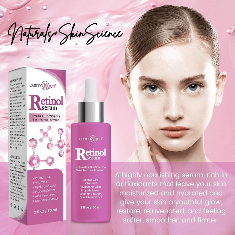 Anti Aging Dermaxgen Retinol Serum With HA Vitamin E Reduces Wrinkles Fine Lines Discoloration Br 3