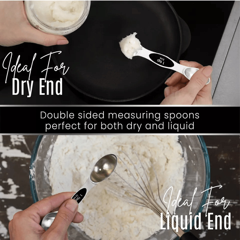 Magnetic Measuring Spoons Stainless Steel DualSided Teaspoon Tablespoon Stackable Kitchen Measuring 5