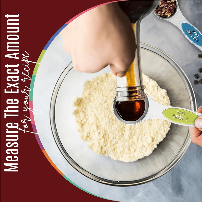 Magnetic Measuring Spoons Stainless Steel DualSided Teaspoon Tablespoon Stackable Kitchen Measuring 13