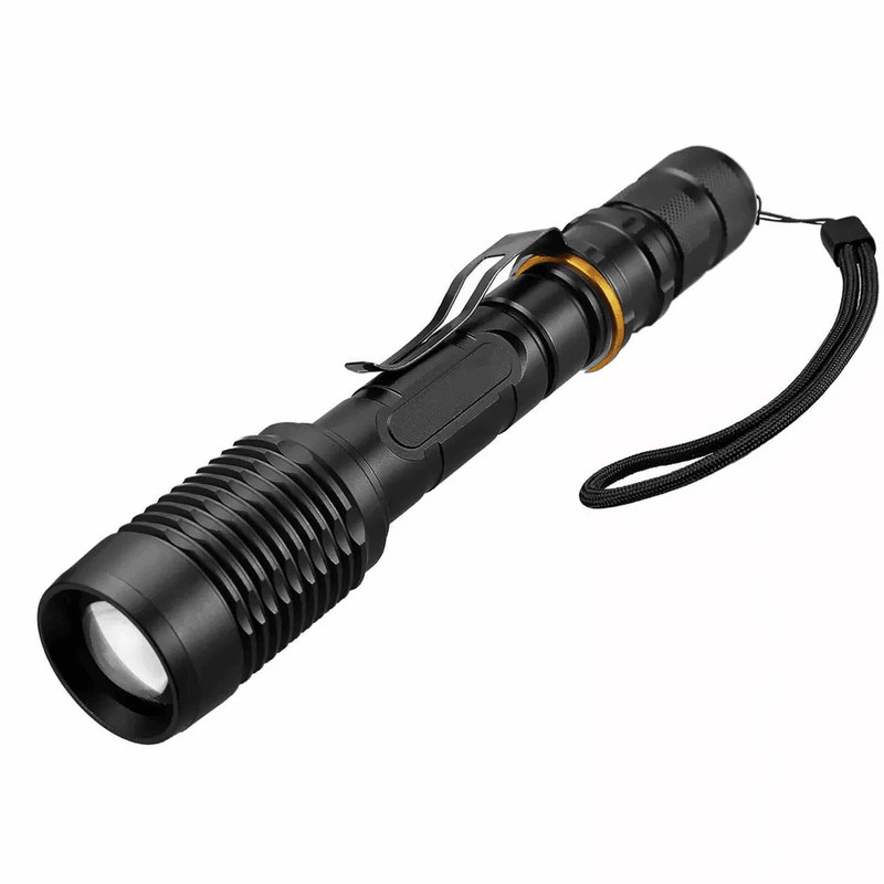 Police Tactical XML LED High Powered 5Zoom Flashlight Waterproof Rechargeable 5 Modes Zoomable Torc 0