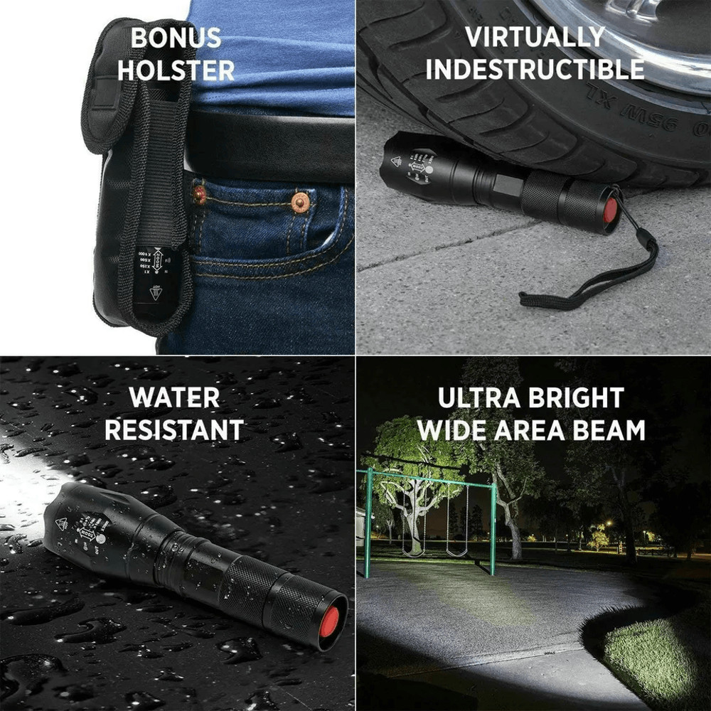 Military Grade LED Tactical Flashlight Zoomable Torch Light For Camping Emergency Use 2