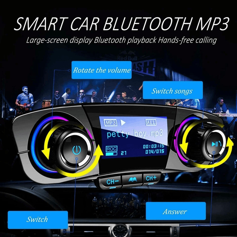 Bluetooth Car FM Transmitter MP3 Player Hands Free Radio Adapter Kit With Dual USB Charger And LED 3