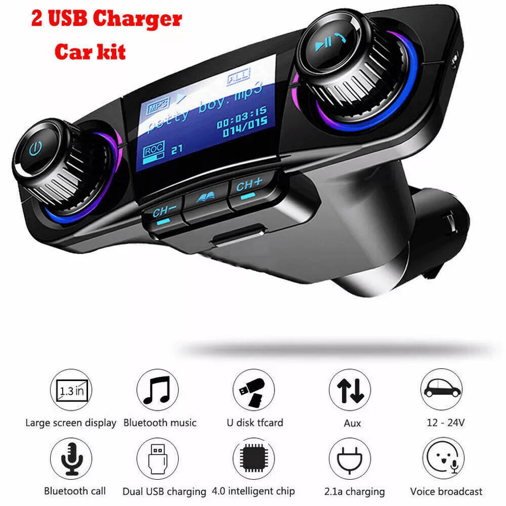 Bluetooth Car FM Transmitter MP3 Player Hands Free Radio Adapter Kit With Dual USB Charger And LED 1