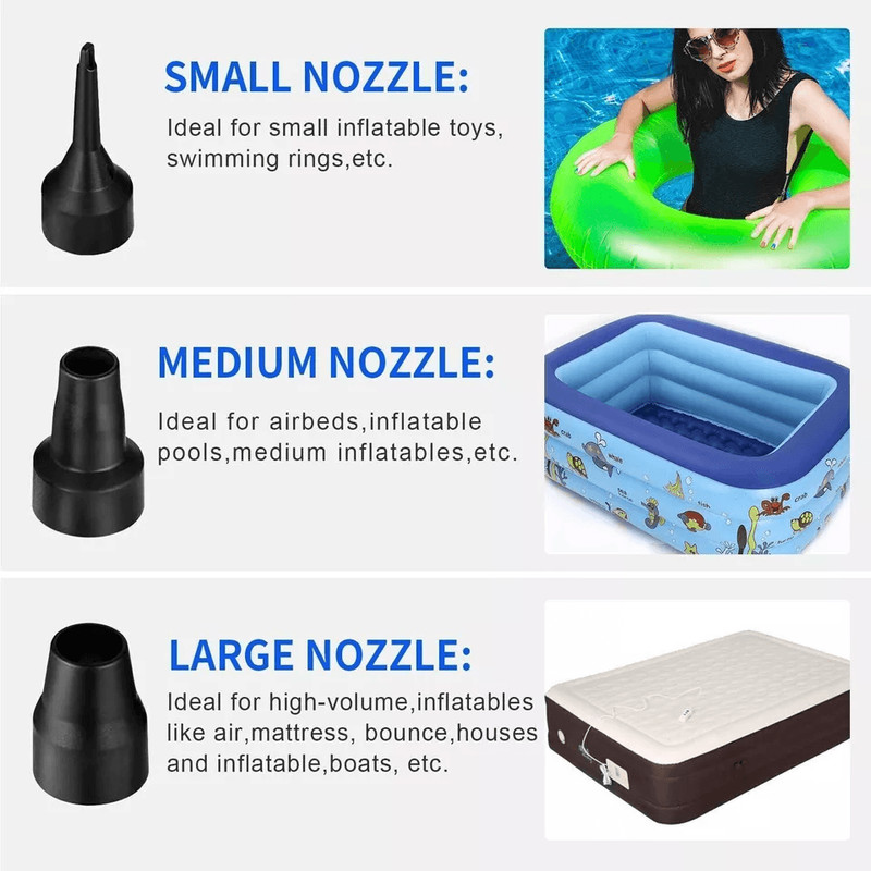Portable Air Pump For Inflatables Electric Air Mattress Pump With Nozzles For Bed Pool Floats Boats 7
