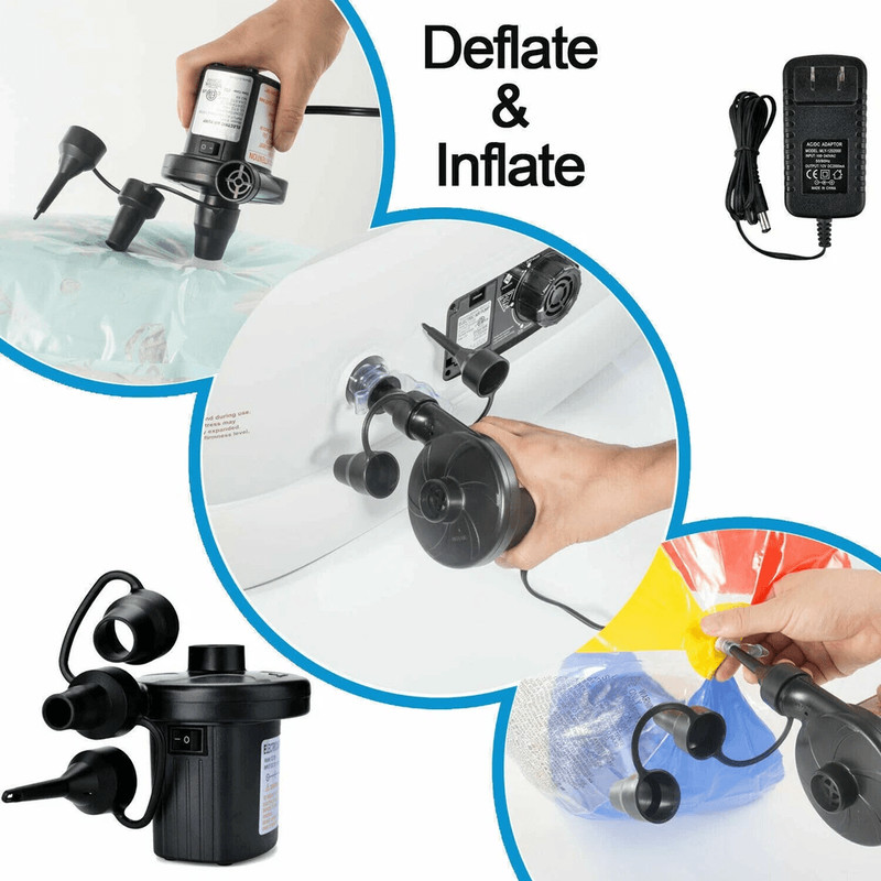 Portable Air Pump For Inflatables Electric Air Mattress Pump With Nozzles For Bed Pool Floats Boats 4
