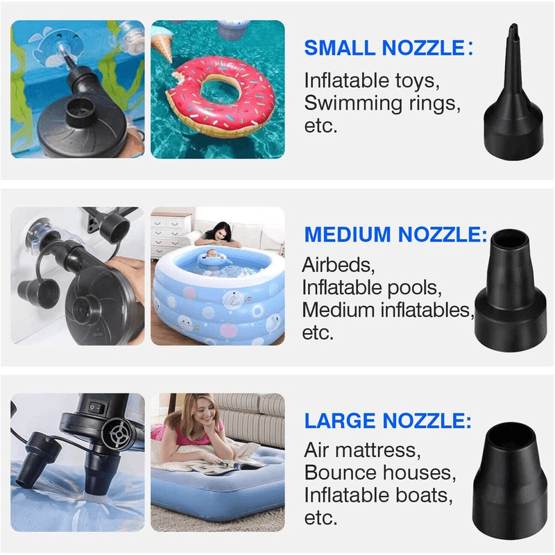 Portable Air Pump For Inflatables Electric Air Mattress Pump With Nozzles For Bed Pool Floats Boats 6