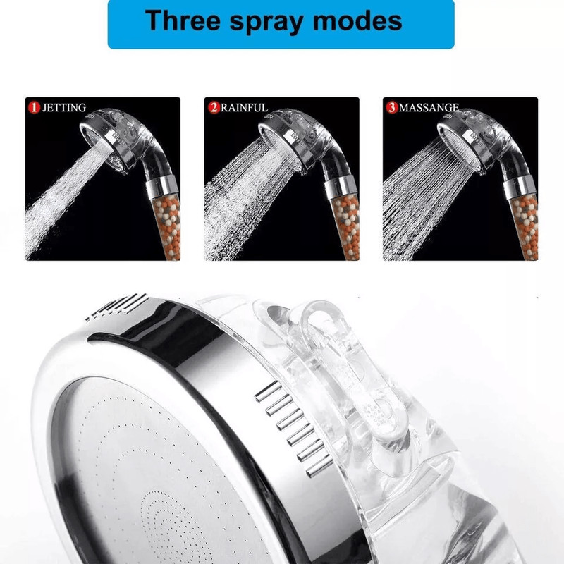 High Pressure Handheld Shower Head 3 Spray Settings 5