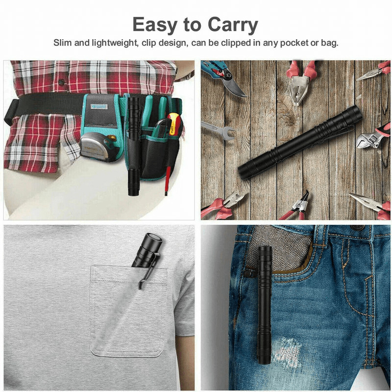 5PCS LED Flashlight Clip Mini Light Penlight Portable Pen Torch Lamp 500 Lumen Waterproof PocketSiz 2