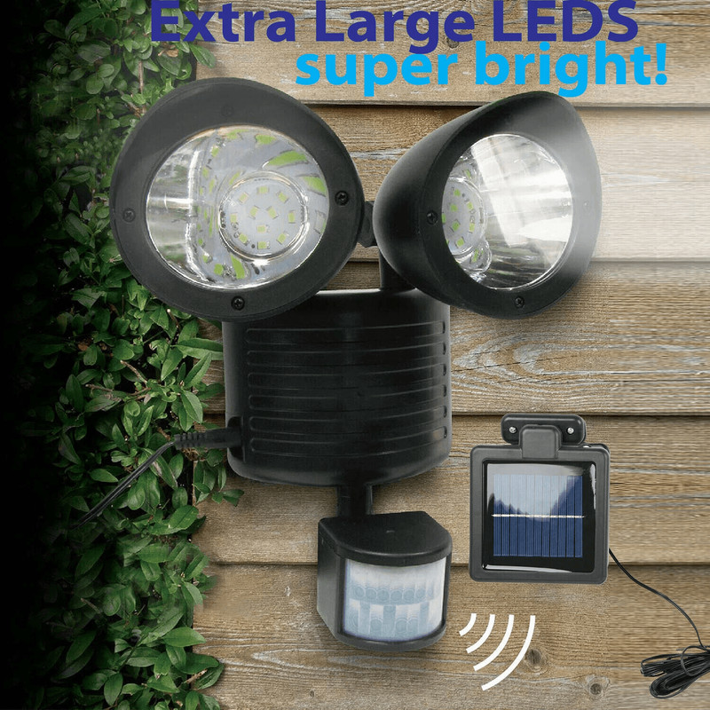 LED Dual Security Detector Solar Spot Light Motion Sensor Outdoor Floodlight With Adjustable Heads 0