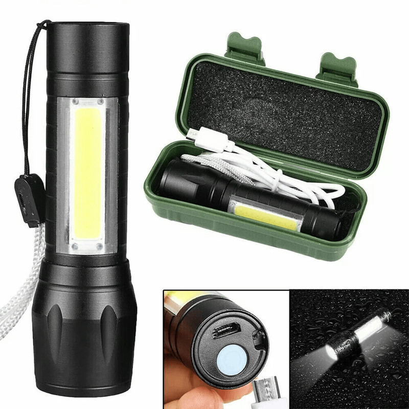 Mini COB LED Flashlight Super Bright Tactical USB Rechargeable Torch With Magnetic Base 0