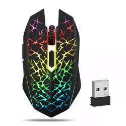 wireless usb optical gaming mouse, 7 color led backlit, rechargeable, ergonomic design for pc & laptop