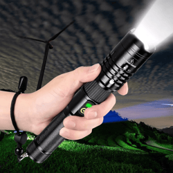 high-lumen zoomable led tactical flashlight with rechargeable battery, super bright & durable