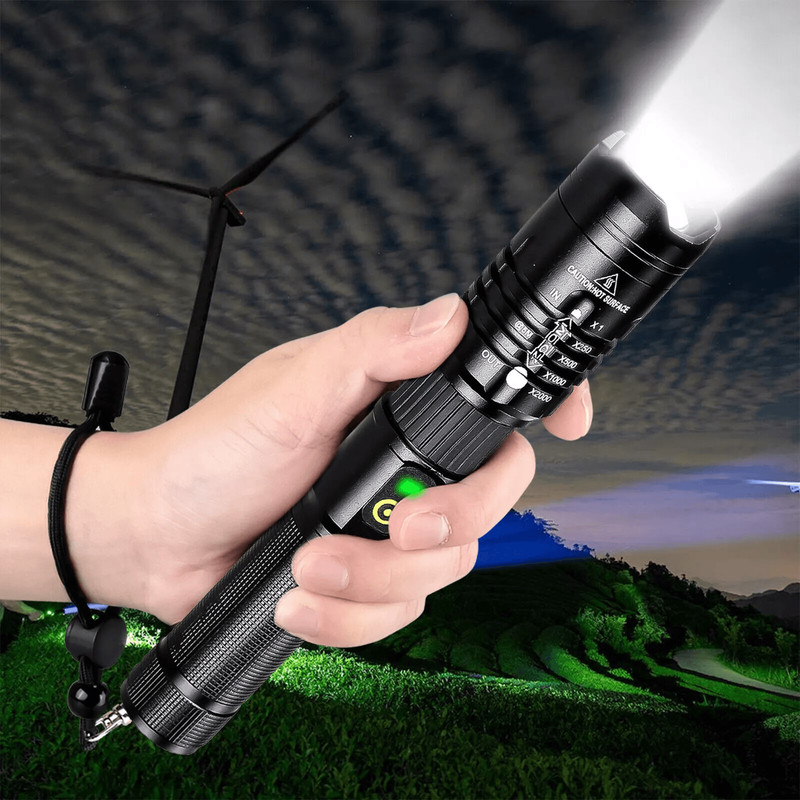 HighLumen Zoomable LED Tactical Flashlight With Rechargeable Battery Super Bright  Durable 0