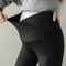 Women Maternity V Crossover Lounge Pants Black Wide Leg Pregnancy Trousers For Comfort Style 1