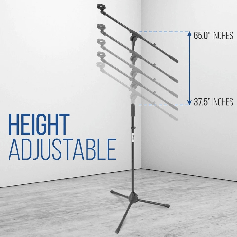 Height Adjustable Pyle Tripod Microphone Stand W Extending Boom Ideal For Studio Recording Live Per 6