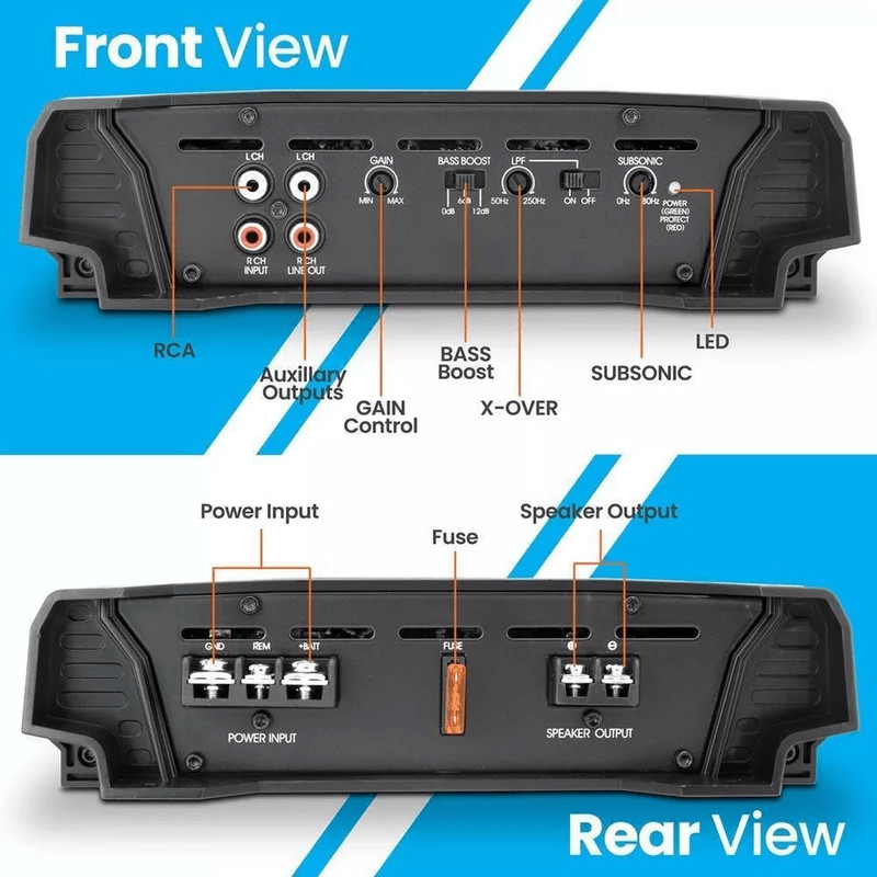 Lanzar 2 Ohm Mono MOSFET Car Amplifier HighPower Audio Amp 2