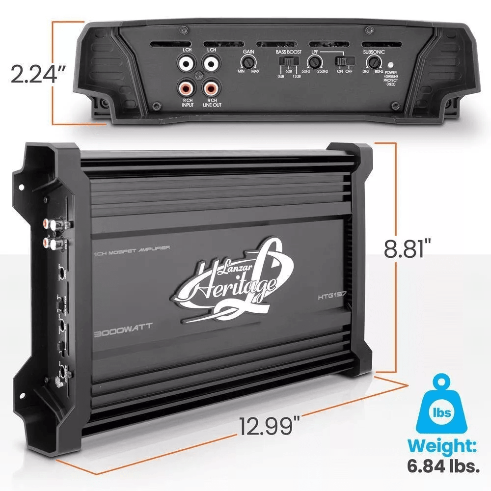Lanzar 2 Ohm Mono MOSFET Car Amplifier HighPower Audio Amp 3