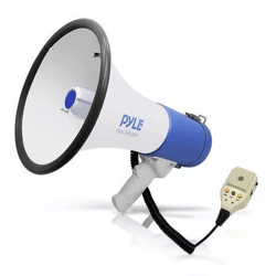 pyle megaphone with record & rechargeable battery, handheld pa loudspeaker for events, sports, emergency use