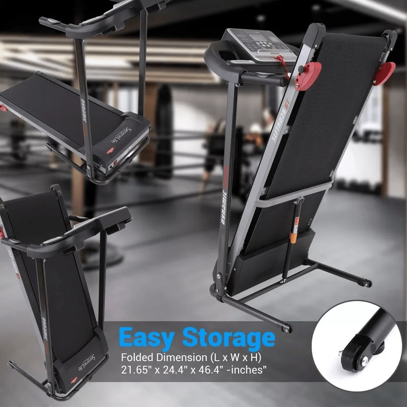 SereneLife Folding Treadmill Motorized Running Machine With Bluetooth 3 LCD Display Adjustable Incl 1