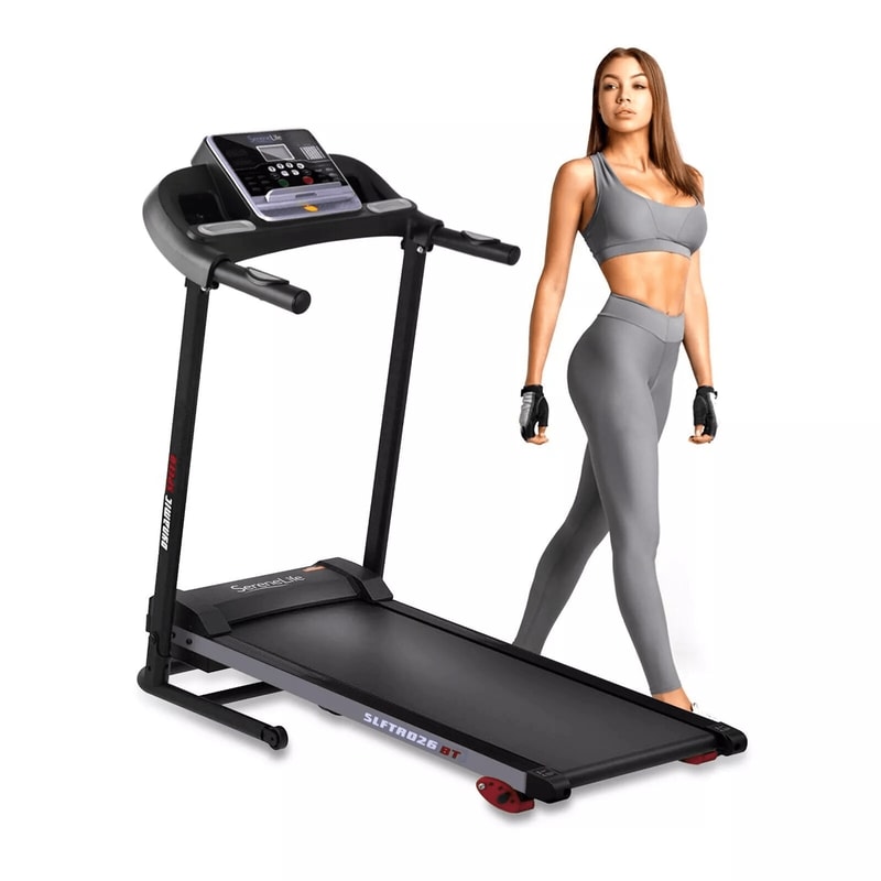 SereneLife Folding Treadmill Motorized Running Machine With Bluetooth 3 LCD Display Adjustable Incl 0