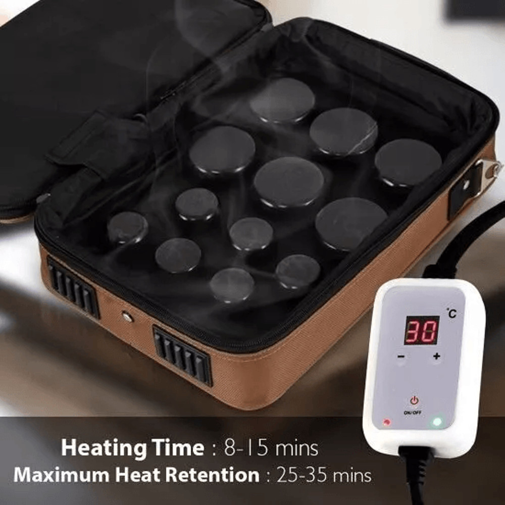Portable Massage Stone Warmer Set Electric Hot Stones Massager Heater Kit With Digital Temp Control 8