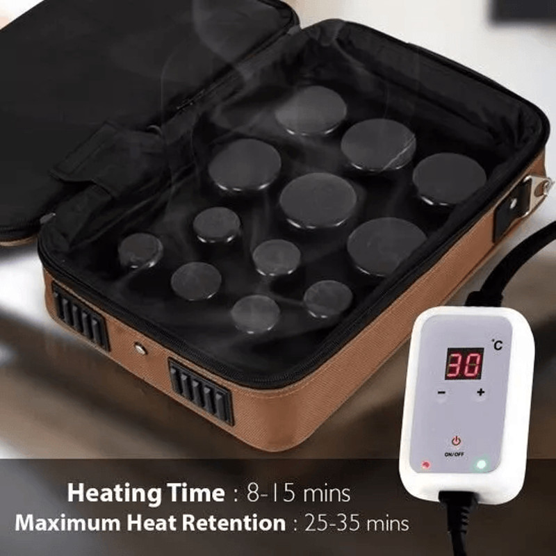 Portable Massage Stone Warmer Set Electric Hot Stones Massager Heater Kit With Digital Temp Control 8