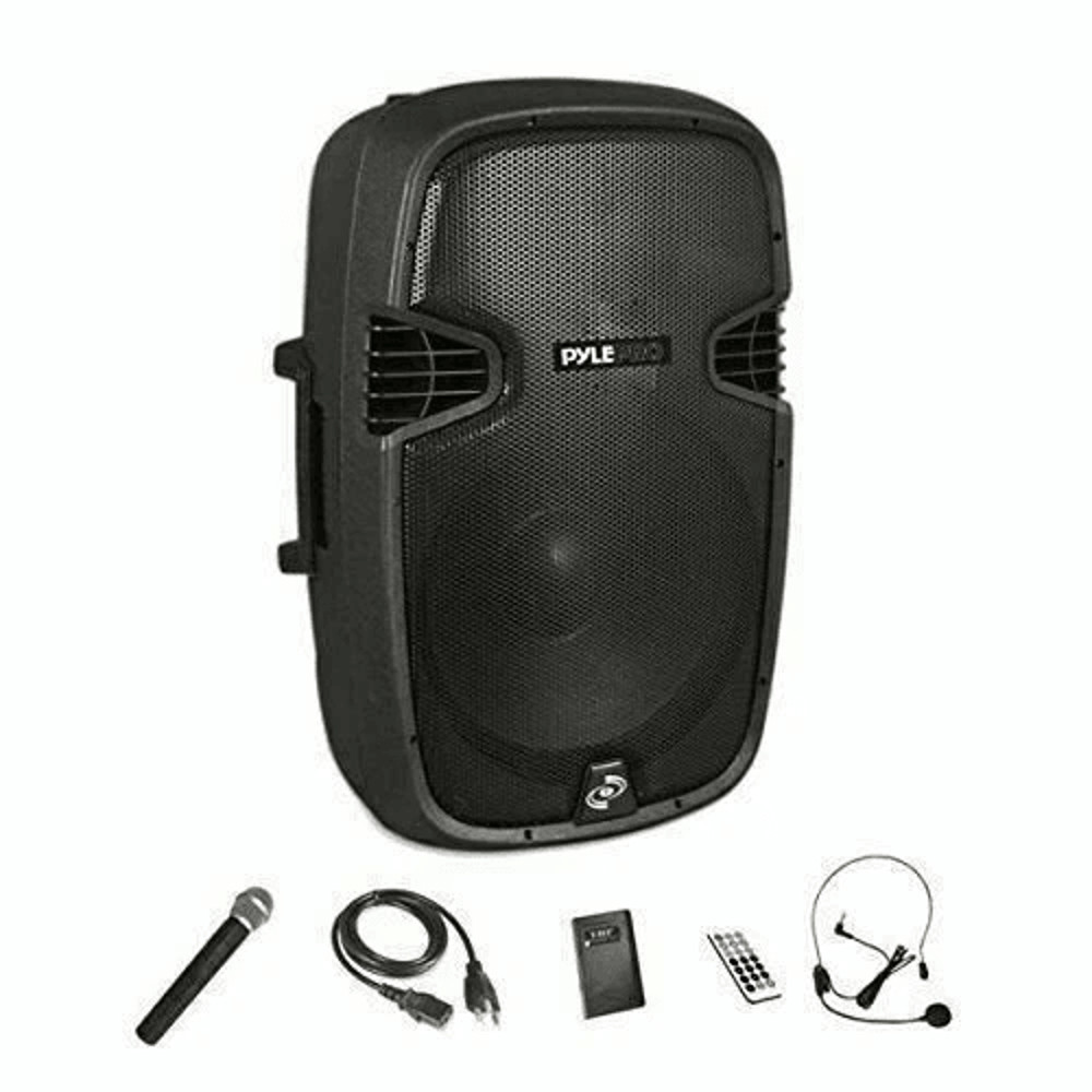 Portable Bluetooth Loudspeaker Rechargeable Active PA Speaker System Kit With Mic FM Radio USB Reco 4