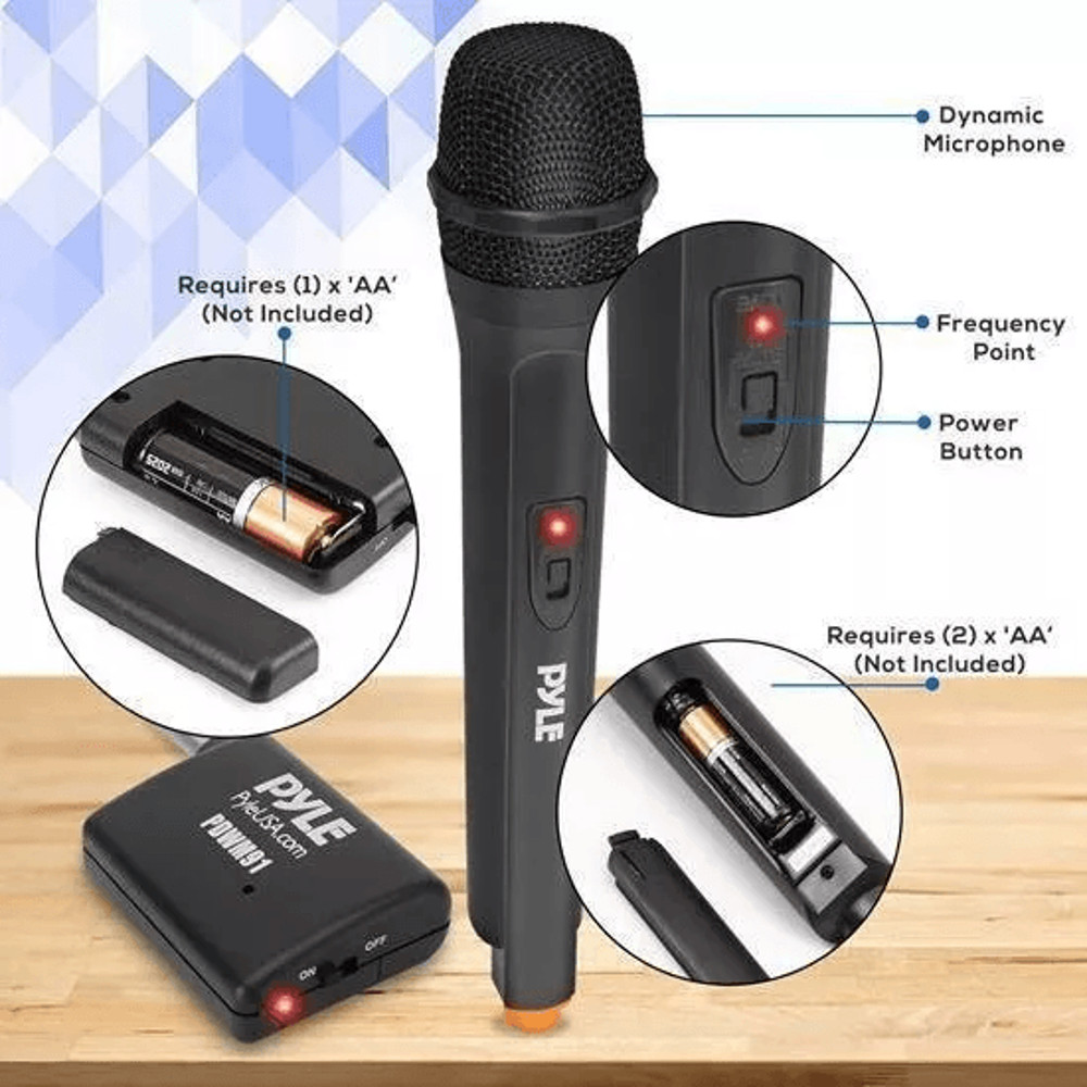 Pyle PRO Professional VHF Handheld Mic System With Plugin Adapter Receiver 4