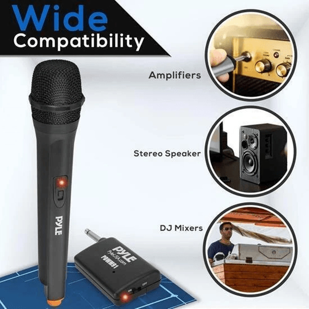 Pyle PRO Professional VHF Handheld Mic System With Plugin Adapter Receiver 1
