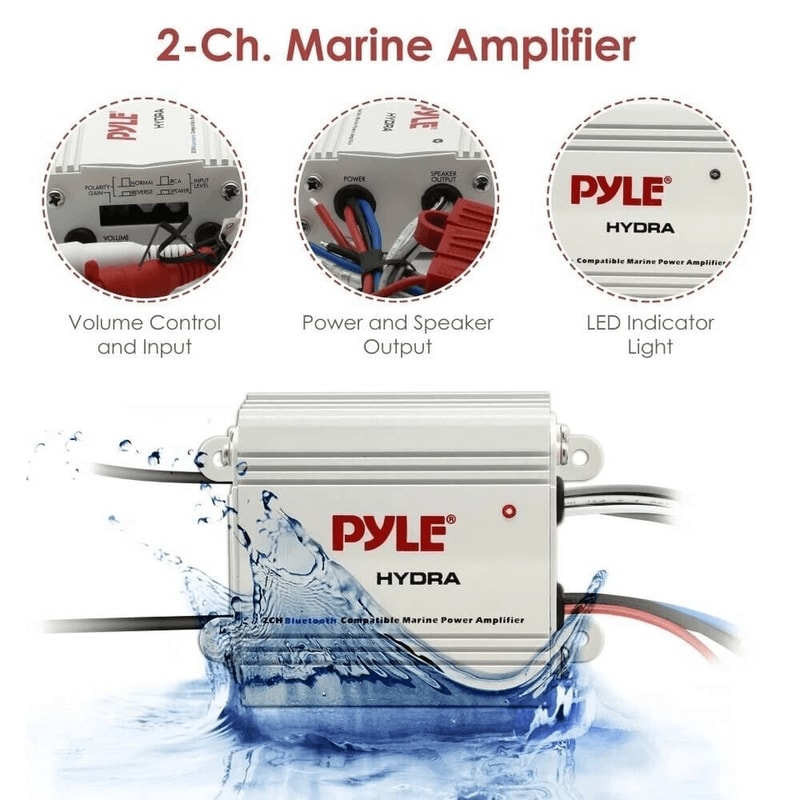 Bluetooth Ready Waterproof Marine Amplifier Kit Channel Compact Weatherproof Stereo Amp For Boat AT 3